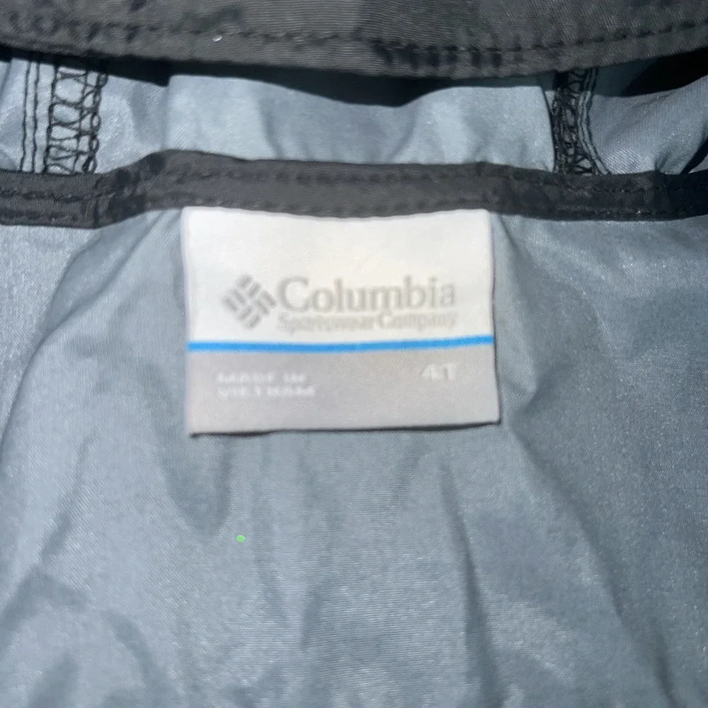 Columbia Hooded Rain Windbreaker |Unisex Size 4T| Black Lightweight Full Zip